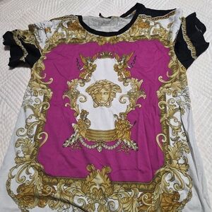 Versace Gold and Pink Medusa T-Shirt